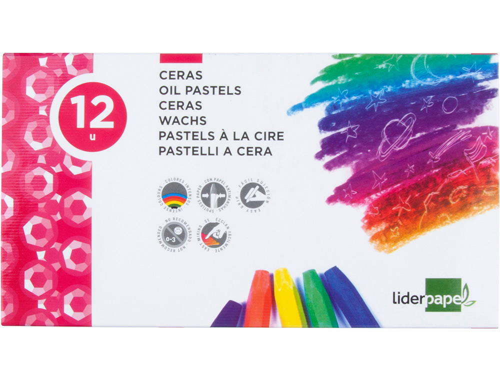 Lápis de cera Liderpapel. 12 cores ( Imagem 2 de 6 ) - Preview
