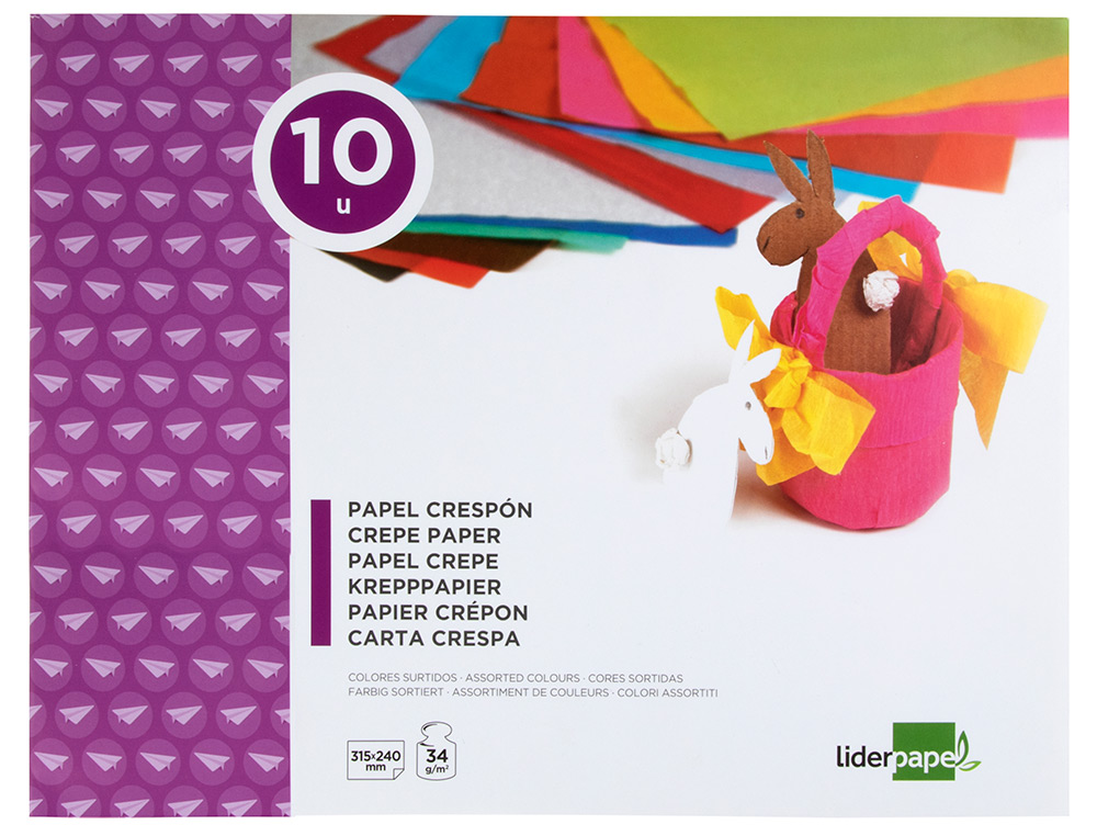 Bloco trabalhos manuais liderpapel folio papel crepe 10 folhas sortidas ( Imagem 5 de 10 ) - Preview