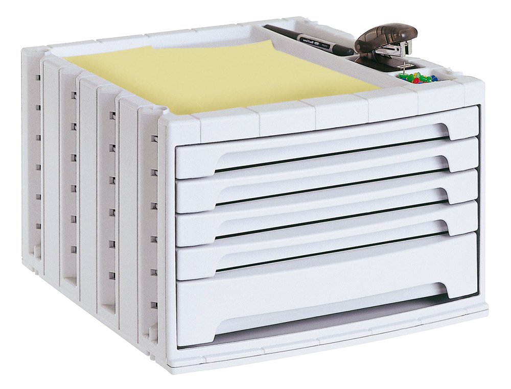 Bloco classificador de secretaria liderpapel 5 gavetas cinza opaco 370x305x215 mm espaco organizacao superior ( Imagem 2 de 6 ) - Preview