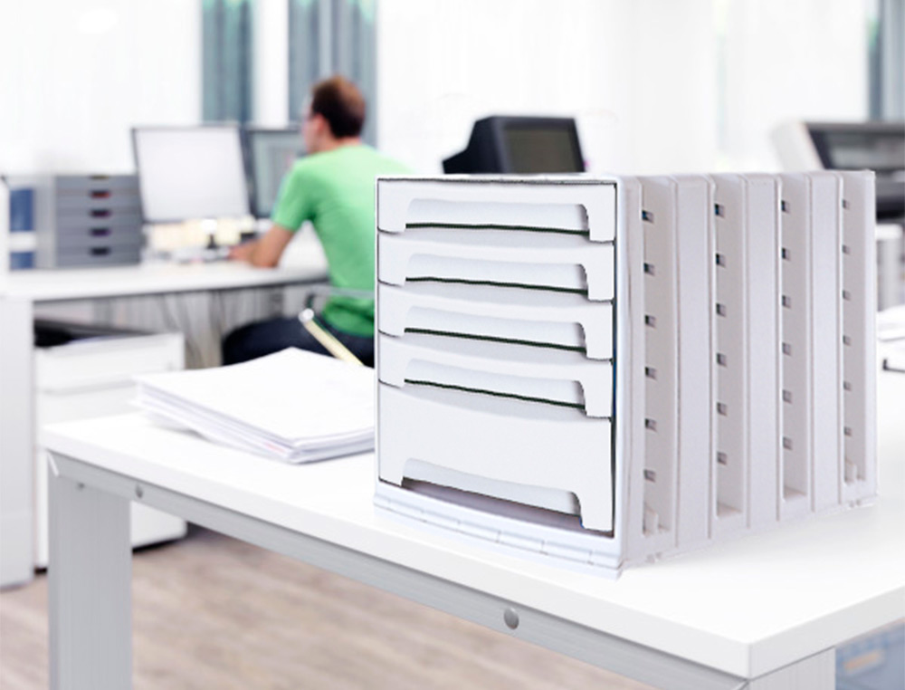 Bloco classificador de secretaria liderpapel 5 gavetas cinza opaco 370x305x215 mm espaco organizacao superior ( Imagem 5 de 6 ) - Preview