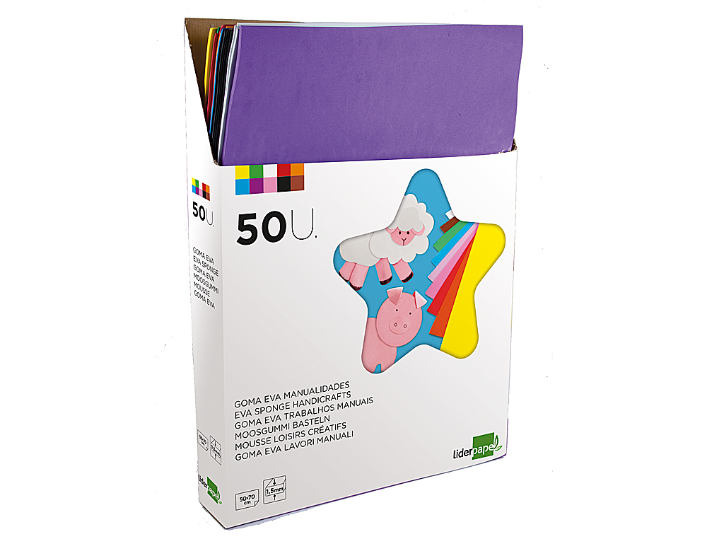 EVA foam sheet display stand, 50 sheets x 10 assorted colors, 50x70 cm, 1.5 mm thick. ( Imagem 2 de 2 ) - Preview
