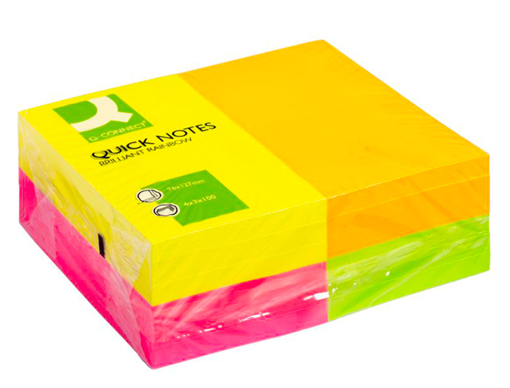 Bloco de notas adesivas q-connect fluorescente 75 x 125 mm ( Imagem 3 de 6 ) - Preview