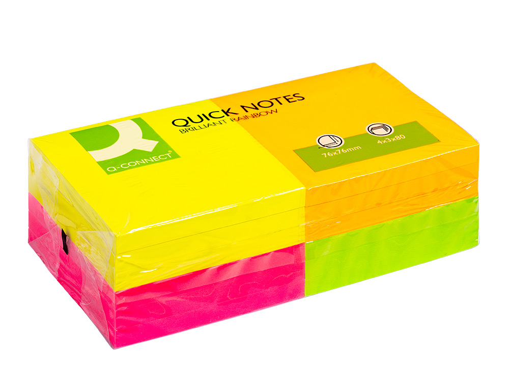 Bloco de notas adesivas q-connect sortido 75 x 75 mm ( Imagem 3 de 6 ) - Preview