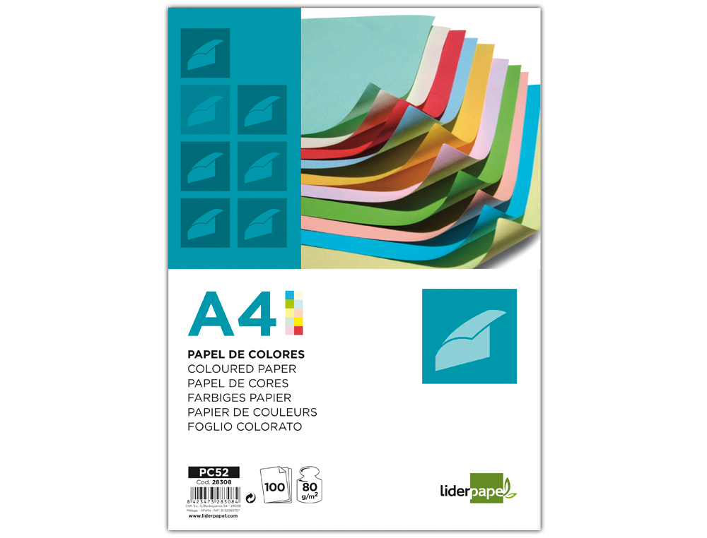 Papel De Cor Liderpapel - Din A4 Pack 100 folhas - 10 cores x 10 folhas ( Imagem 5 de 14 ) - Preview