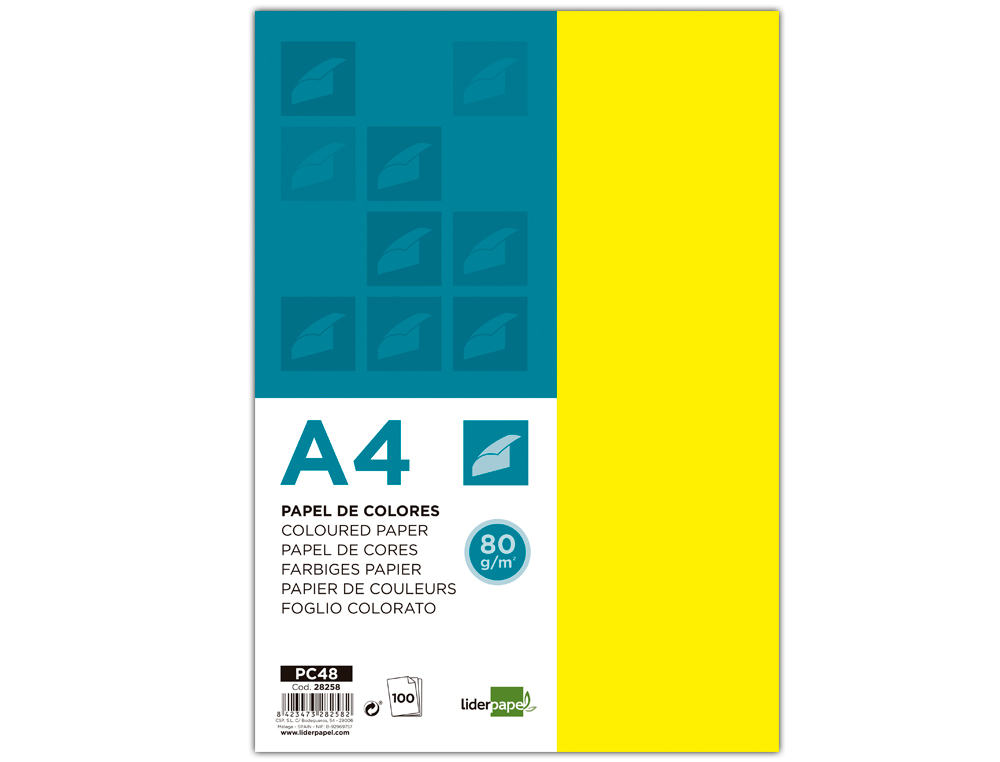 Papel de cor liderpapel din a4 80 gr amarelo resma de 100 folhas ( Imagem 5 de 9 ) - Preview
