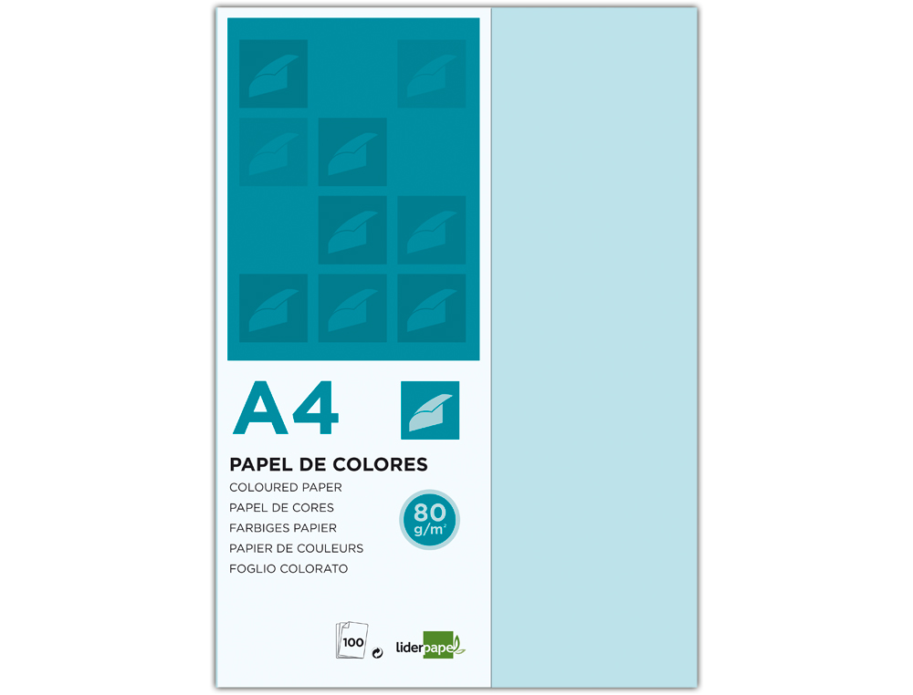 Papel de cor liderpapel din a4 80 gr celeste resma de 100 folhas ( Imagem 3 de 8 ) - Preview