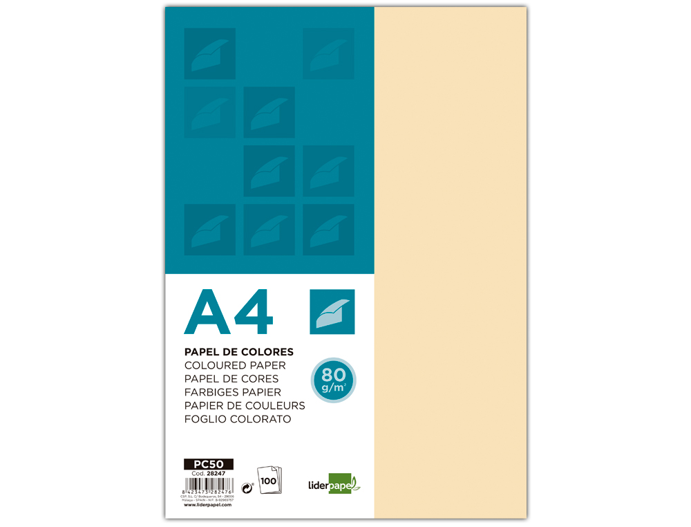 Papel de cor liderpapel din a4 80 gr creme pack de 100 folhas ( Imagem 4 de 8 ) - Preview