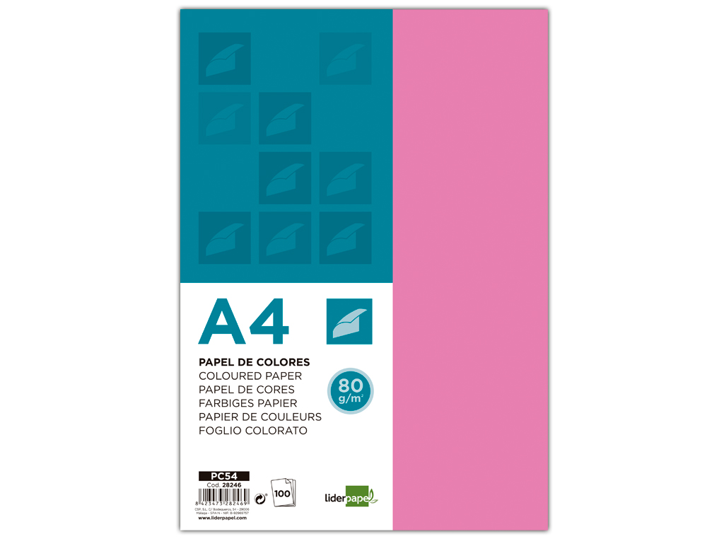 Papel de cor liderpapel din a4 pack 100 folhas rosa ( Imagem 4 de 8 ) - Preview