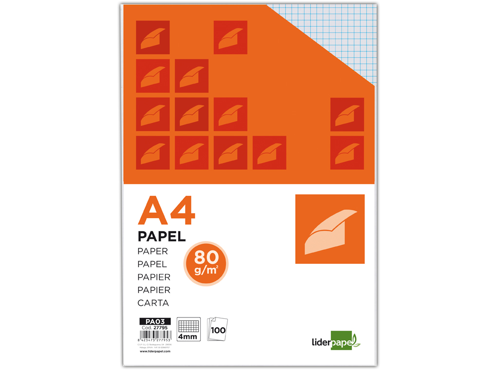 Papel liderpapel de escrita 80 gr quadriculado, s/furos ( Imagem 5 de 14 ) - Preview