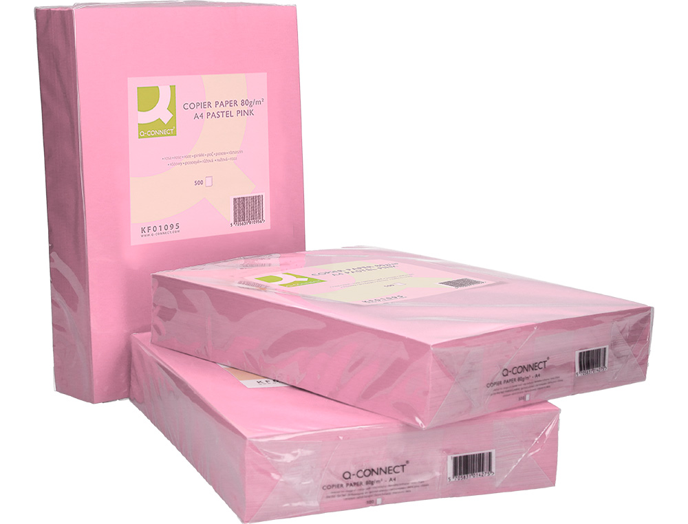Papel de Cor A4 Q-Connect - Cor de Rosa. 500 folhas ( Imagem 5 de 7 ) - Preview