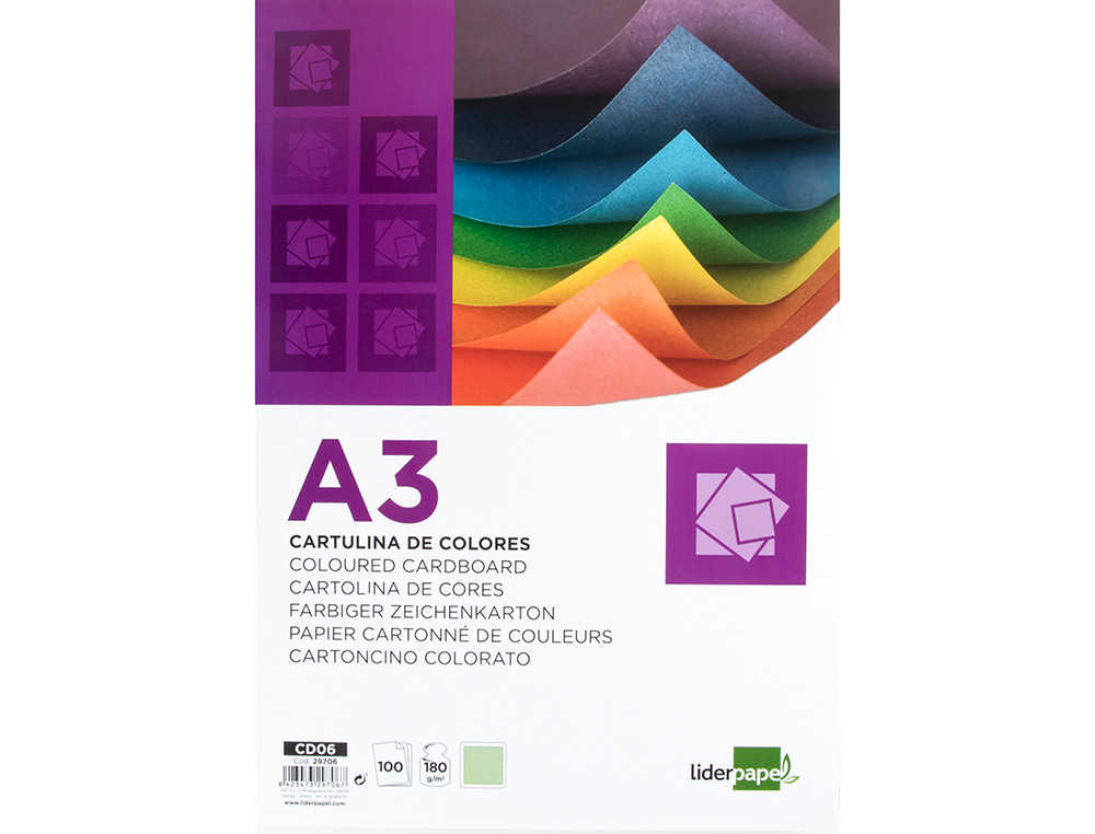 Cartolina liderpapel 180 gr 100 folhas din a3 verde ( Imagem 2 de 10 ) - Preview