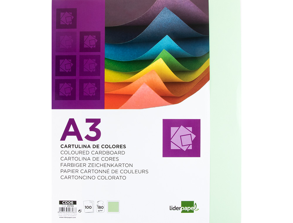 Cartolina liderpapel 180 gr 100 folhas din a3 verde ( Imagem 4 de 10 ) - Preview