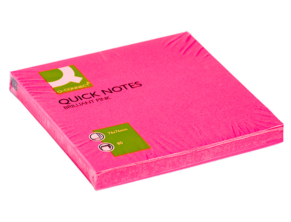 Bloco de notas adesivas q-connect rosa fluorescente 75 x 75 mm ( Imagem 2 de 5 ) - Preview