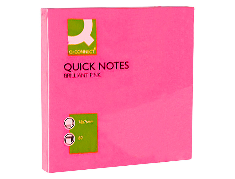 Bloco de notas adesivas q-connect rosa fluorescente 75 x 75 mm ( Imagem 3 de 5 ) - Preview