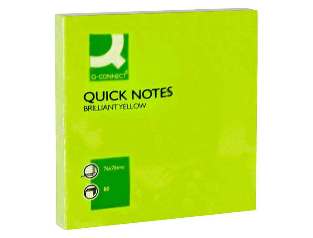 Bloco de notas adesivas q-connect verde fluorescente 75 x 75 mm ( Imagem 4 de 6 ) - Preview