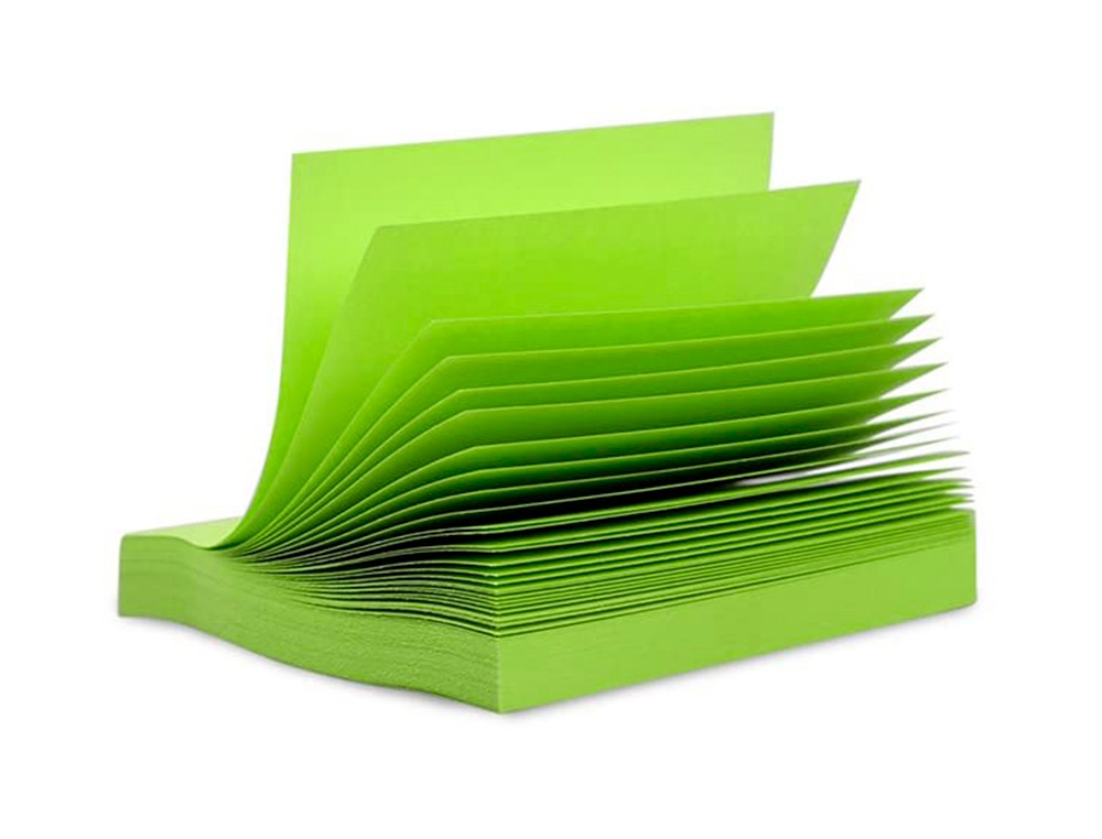 Bloco de notas adesivas q-connect verde fluorescente 75 x 75 mm ( Imagem 5 de 6 ) - Preview