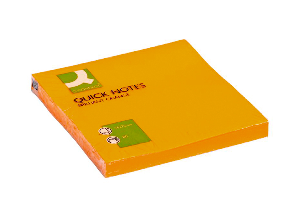 Bloco de notas adesivas Q-connect 75 x 75 mm. Cor de laranja fluorescente ( Imagem 3 de 6 ) - Preview
