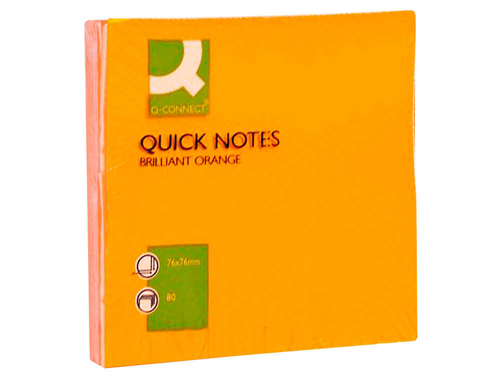 Bloco de notas adesivas Q-connect 75 x 75 mm. Cor de laranja fluorescente ( Imagem 4 de 6 ) - Preview