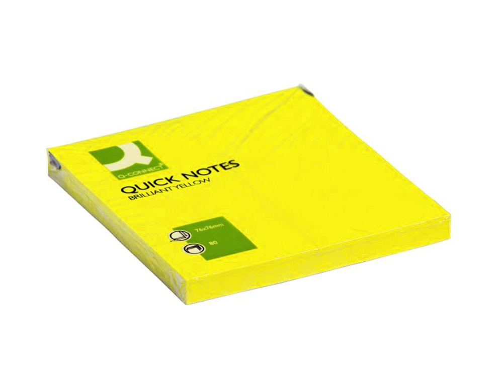 Bloco de notas adesivas q-connect amarelo fluorescente75x75mm ( Imagem 2 de 5 ) - Preview