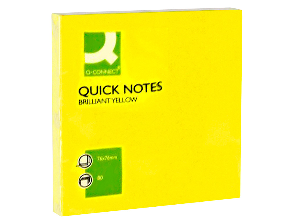 Bloco de notas adesivas q-connect amarelo fluorescente75x75mm ( Imagem 3 de 5 ) - Preview