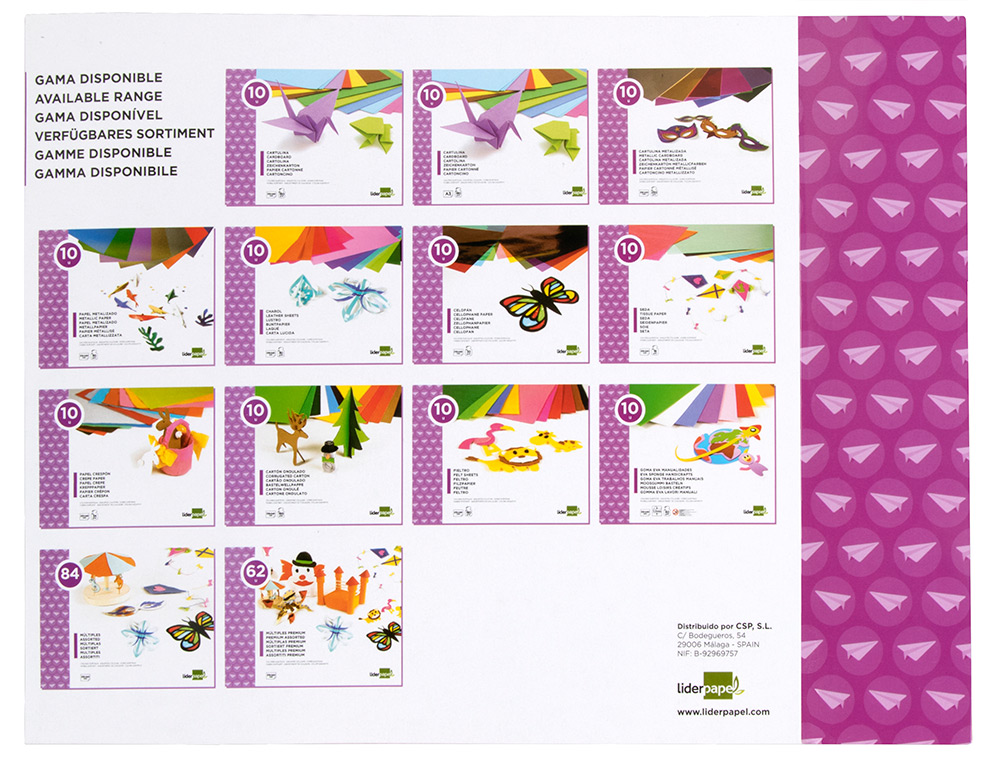Bloco trabalhos manuais liderpapel celofane folio 10 folhas sortido (10 unidades) ( Imagem 4 de 8 ) - Preview