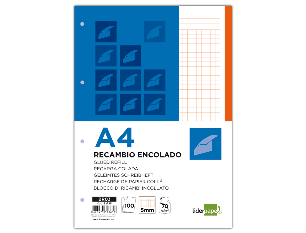 Bloco/recarga liderpapel colado din a4 100 f laranja (5 unidades) ( Imagem 2 de 2 ) - Preview
