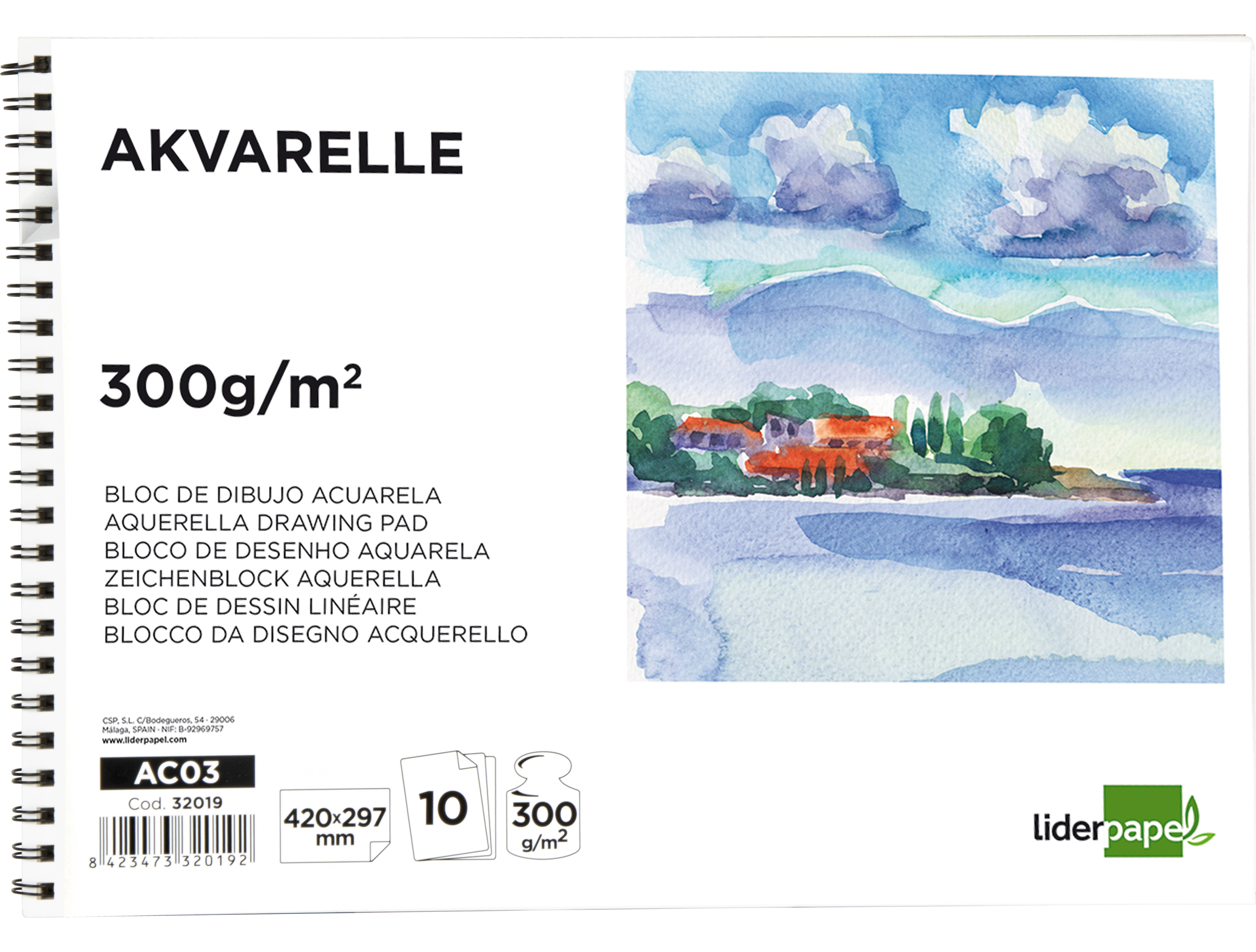 Bloco de desenho aguarela espiral a3 420x297mm 10 folhas ( Imagem 2 de 6 ) - Preview