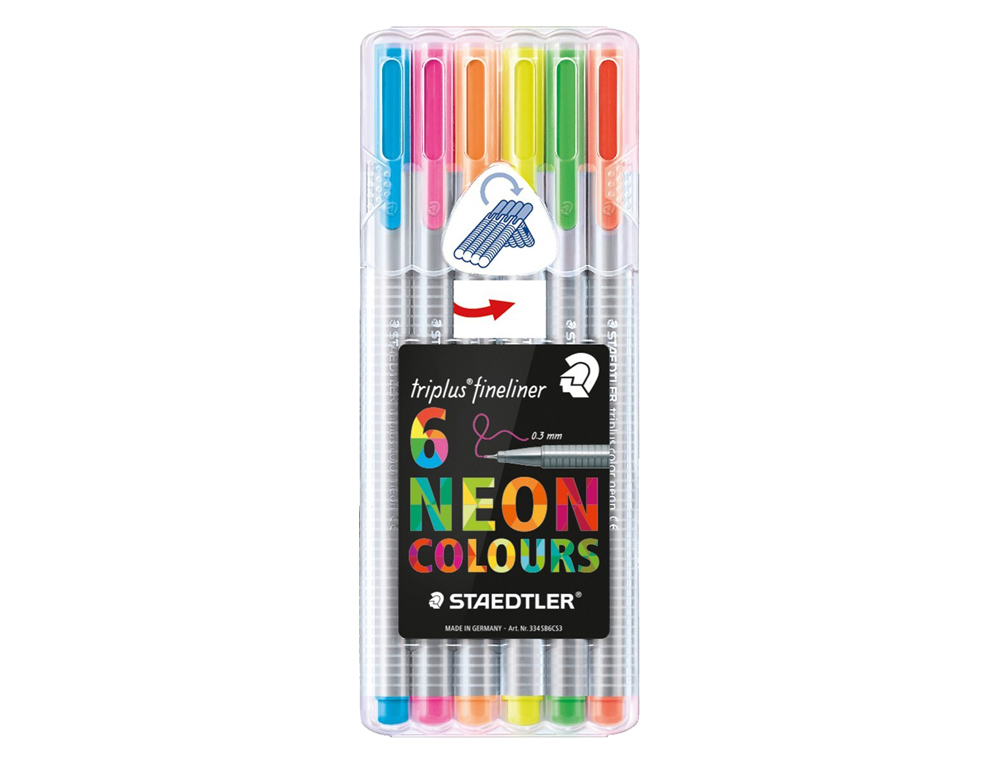 STAEDTLER - 6pc FINELINER TRIPLUS NEON - 334 SB6CS302 ( Imagem 2 de 2 ) - Preview