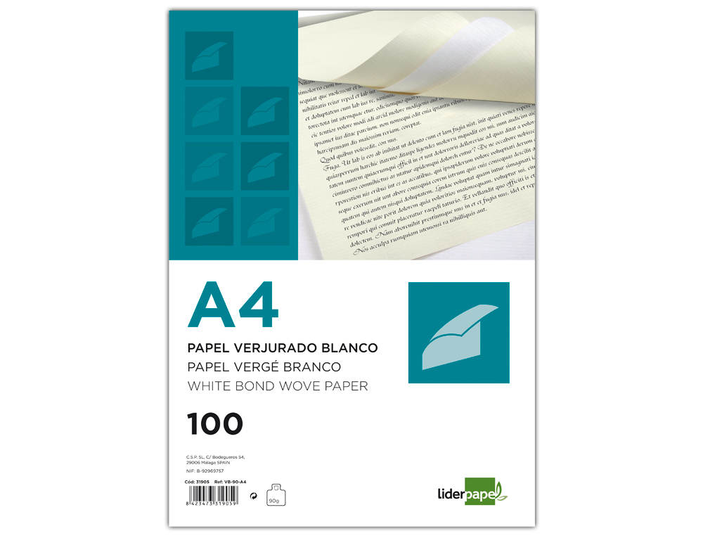 Papel verge liderpapel din a4 120 gr branco pack de 100 folhas ( Imagem 4 de 11 ) - Preview