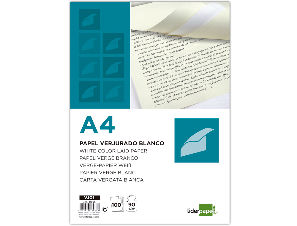 Papel verge liderpapel din a4 90 gr branco pack de 100 folhas ( Imagem 4 de 11 ) - Preview
