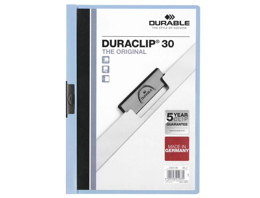 Bolsa dossier durable com clip lateral din a4 azul 30 folhas ( Imagem 2 de 4 ) - Preview