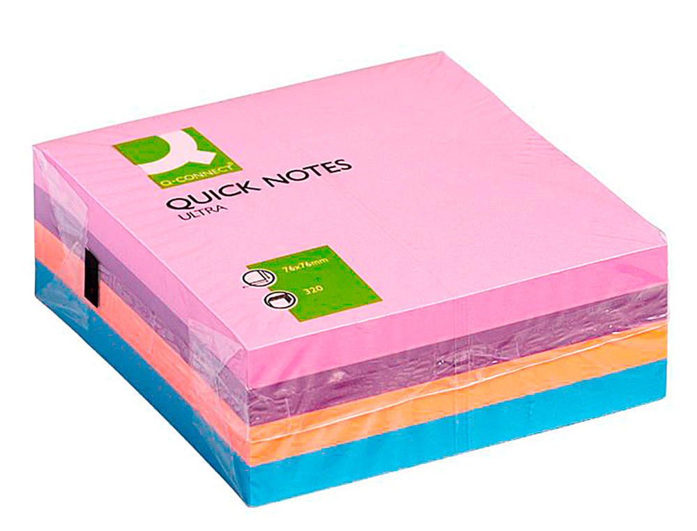 Bloco de notas adesivas Q-connect. 75 x 75 mm. Cores sortidas ( Imagem 3 de 6 ) - Preview