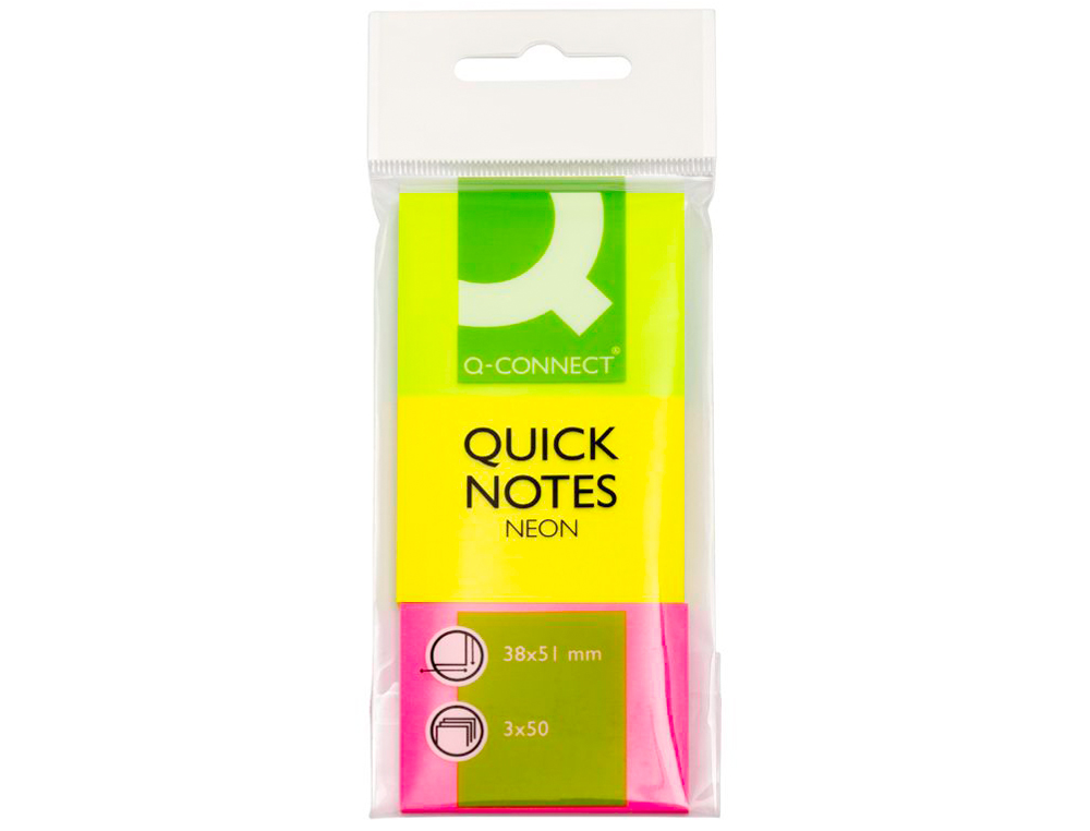 Bloco de notas adesivas q-connect fluorescente 40 x 50 mm ( Imagem 4 de 7 ) - Preview