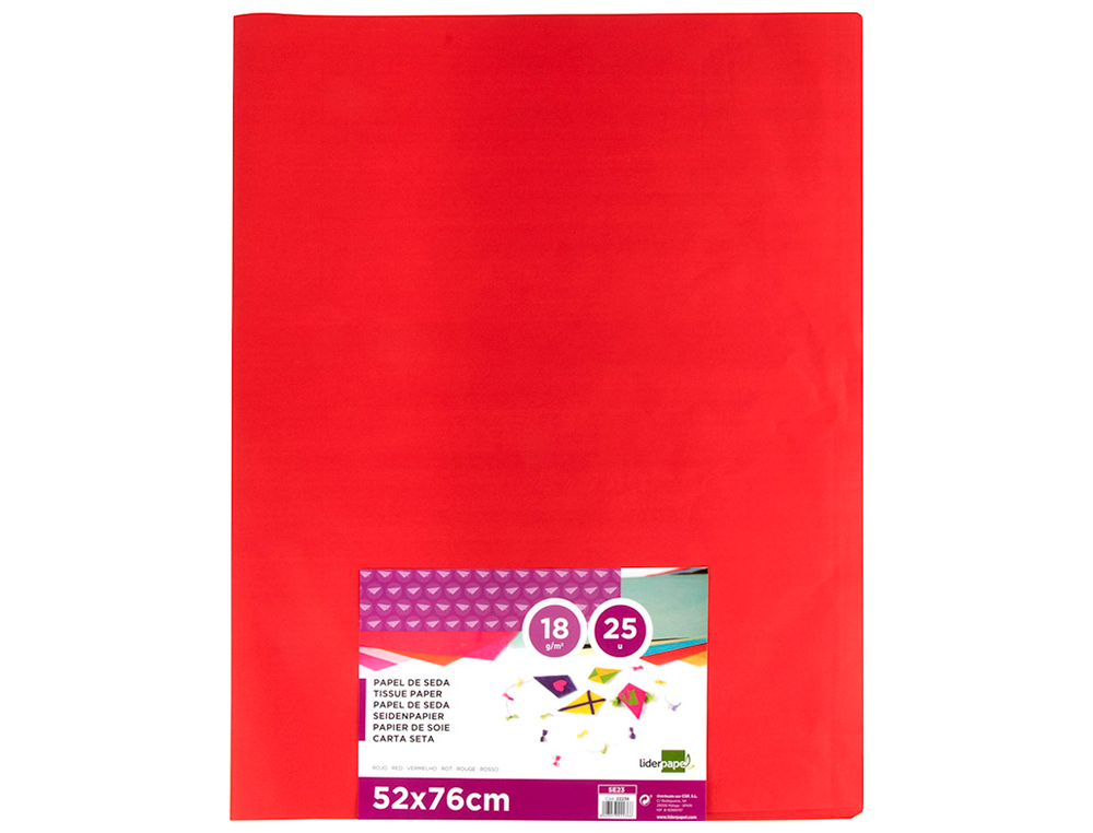 Papel seda liderpapel 52 x 76 cm 18 gr vermelho pack 25 folhas ( Imagem 2 de 7 ) - Preview