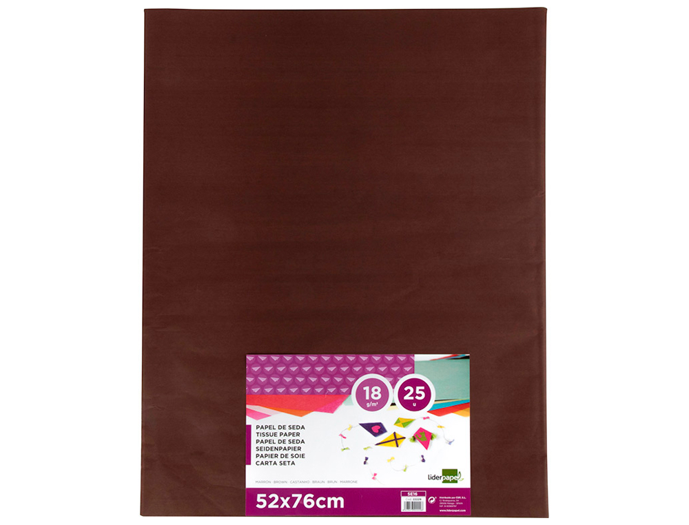 Papel seda liderpapel 52 x 76 cm 18 gr castanho pack 25 folhas ( Imagem 2 de 7 ) - Preview