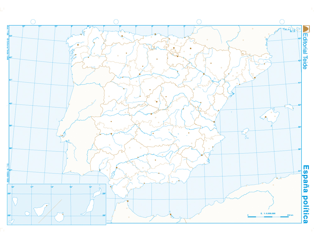 Blank map b/n Spain - political (100 units) ( Imagem 2 de 2 ) - Preview