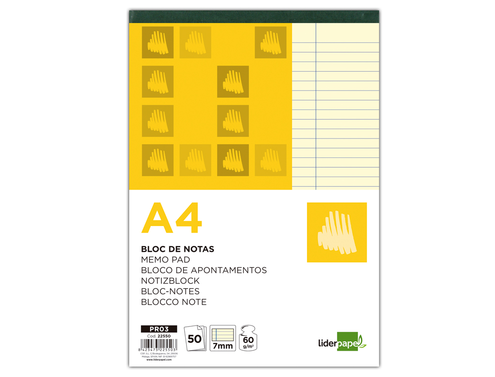 Bloco de notas liderpapel colado din a4 50 f pautado amarelo ( Imagem 3 de 9 ) - Preview
