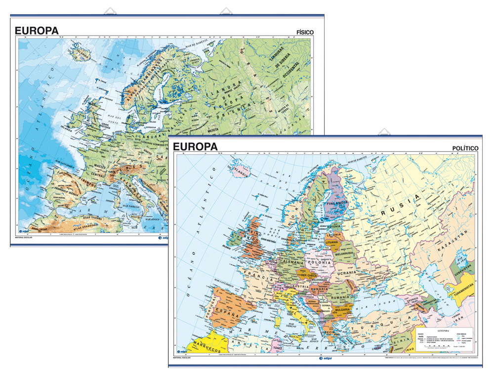 Mapa mural europa fisico/politico -140 x 100 cm ( Imagem 2 de 2 ) - Preview