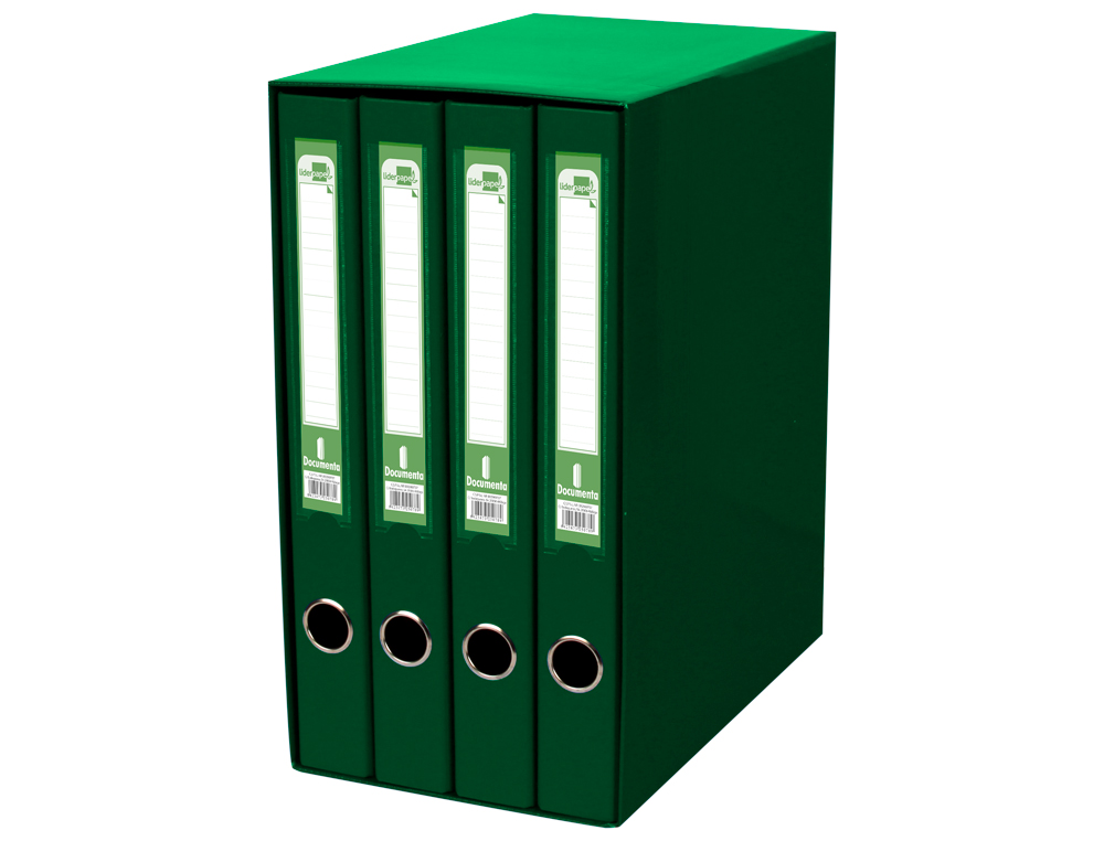 Modulo de 4 pastas de arquivo liderpapel 2 aneis folio lombada 35 mm verde ( Imagem 4 de 10 ) - Preview