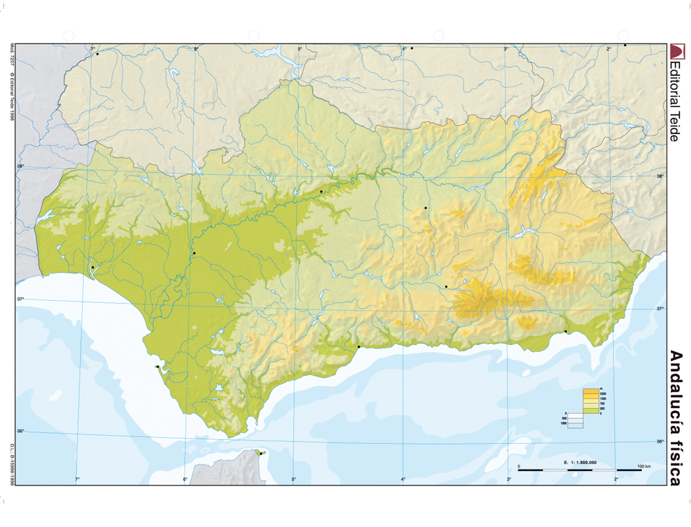 Mapa mudo color andalucia -fisico (100 unidades) ( Imagem 2 de 2 ) - Preview