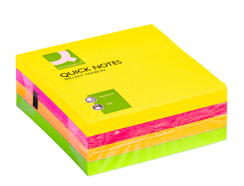 Bloco de notas adesivas q-connect fluorescente 75 x 75 mm ( Imagem 2 de 5 ) - Preview