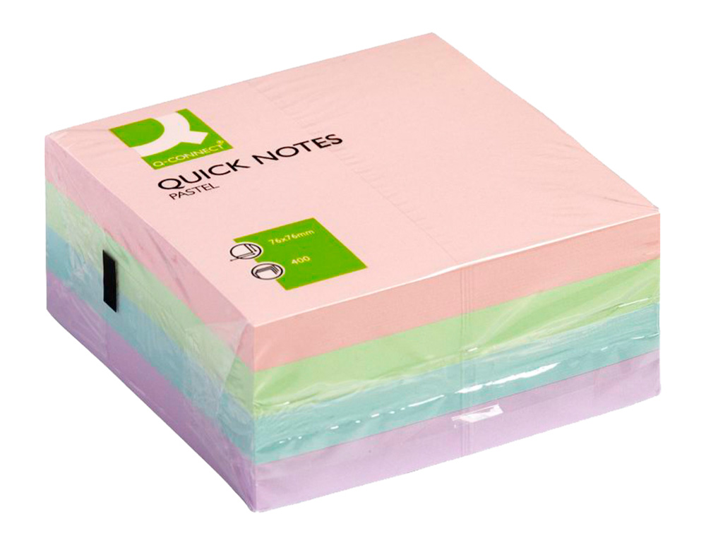 Q-Connect sticky note pad, pastel color, 75 x 75 mm ( Imagem 3 de 6 ) - Preview