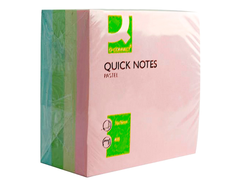 Q-Connect sticky note pad, pastel color, 75 x 75 mm ( Imagem 4 de 6 ) - Preview