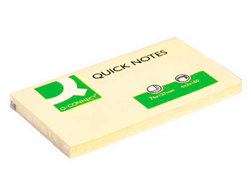 Bloco de notas adesivas q-connect amarelo 75 x 125 mm ( Imagem 2 de 5 ) - Preview