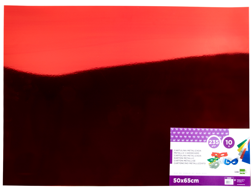 Cartolina metalizada liderpapel 50x65 cm 235 gr vermelha (10 unidades) ( Imagem 2 de 9 ) - Preview