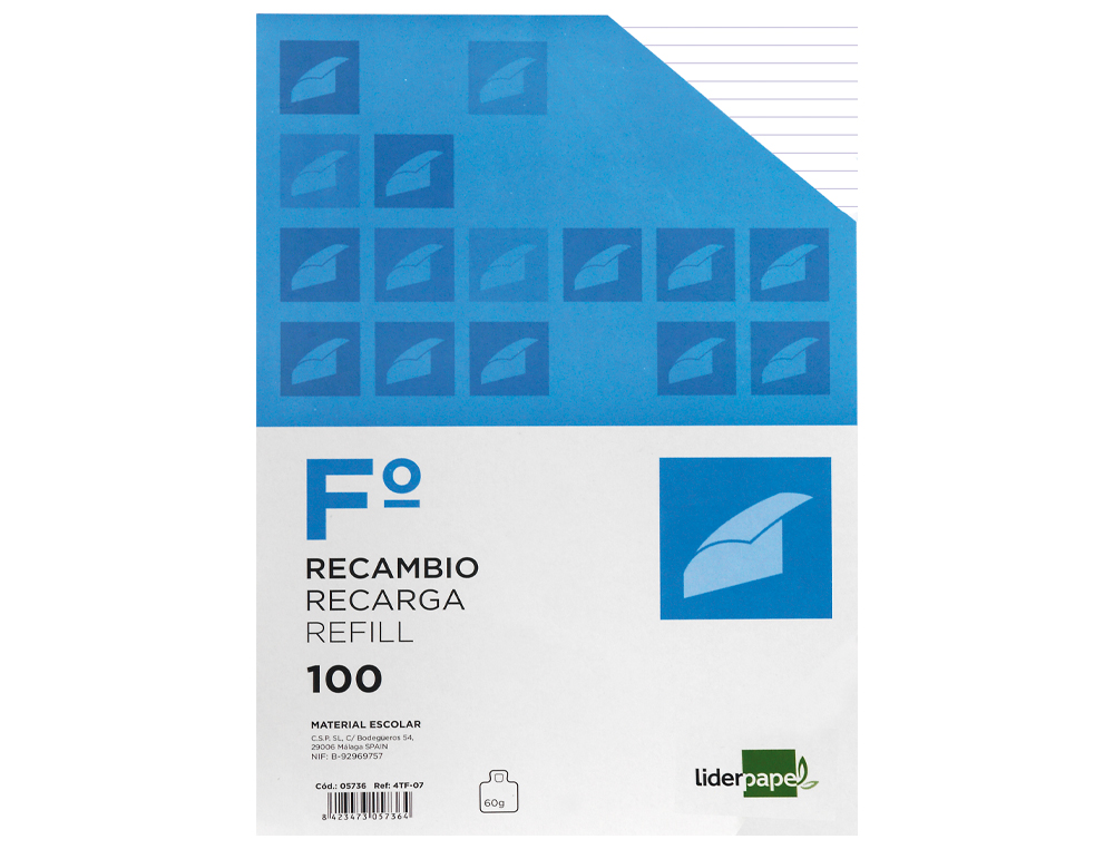 Recarga liderpapel folio 100 f 4tf-02 1 pautado 4 furos com margem ( Imagem 5 de 11 ) - Preview