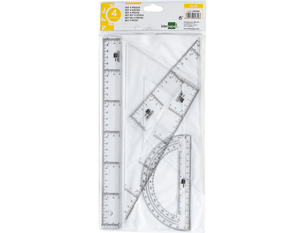 Conjunto de Réguas Cristal Liderpapel 4 unidades ( Imagem 2 de 4 ) - Preview