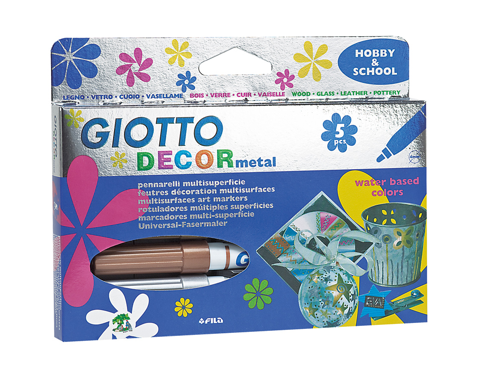 Giotto Decor Metal Marker Set, Box of 5 Markers ( Imagem 4 de 4 ) - Preview