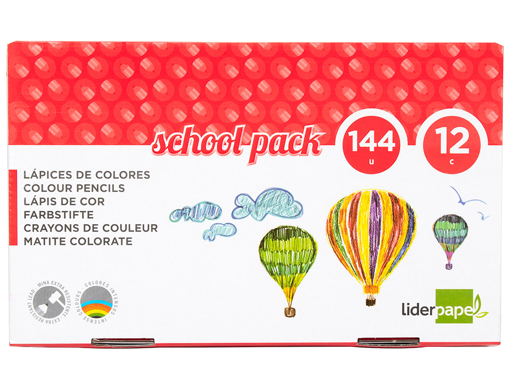 Lápis de Cores Liderpapel School Pack de 144 Unidades 12 Cores x 12 Unidades ( Imagem 2 de 7 ) - Preview
