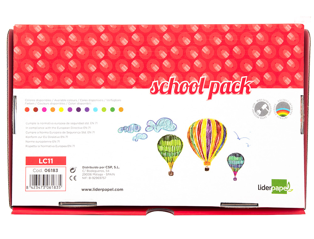 Lápis de Cores Liderpapel School Pack de 144 Unidades 12 Cores x 12 Unidades ( Imagem 3 de 7 ) - Preview